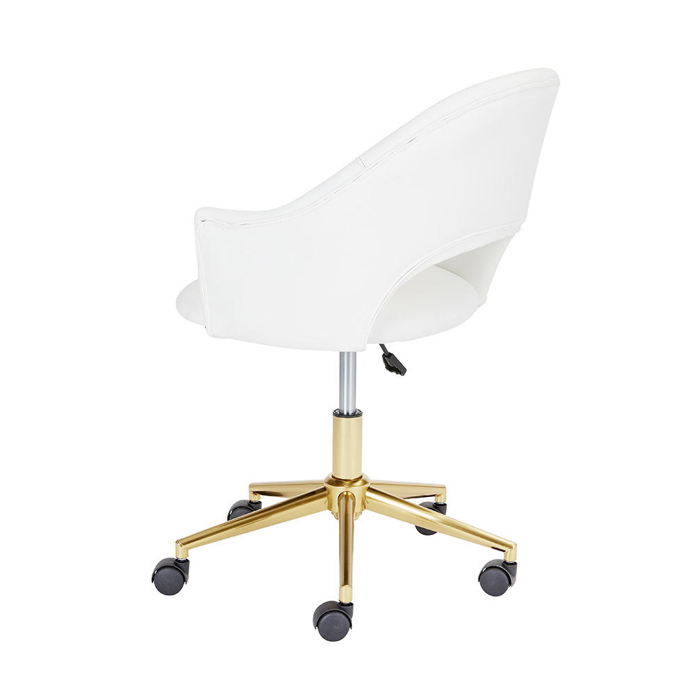 Castelle Gold Office Chair: White Leatherette